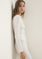 Rib Knit Round Neck T Shirt