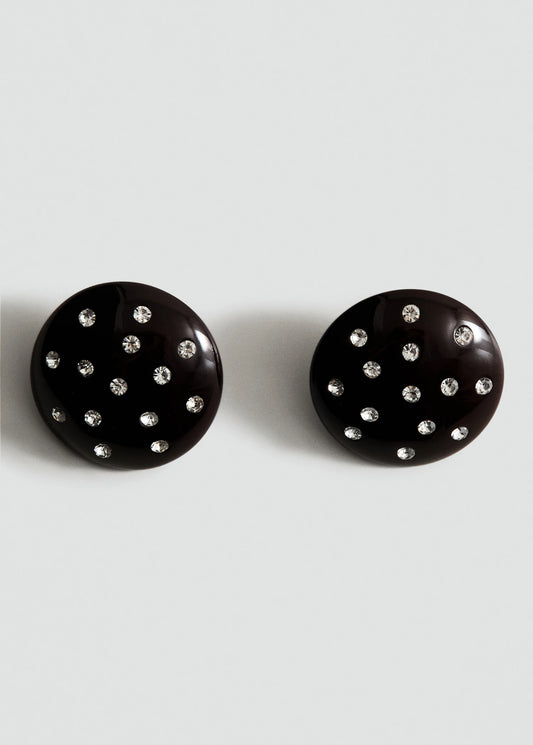 Round Crystal Applique Earrings