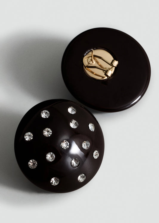 Round Crystal Applique Earrings