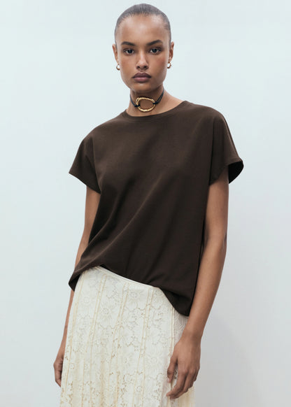 Rounded Neck Cotton T Shirt