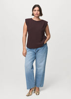 Ruched Blouse With Shoulder Pads