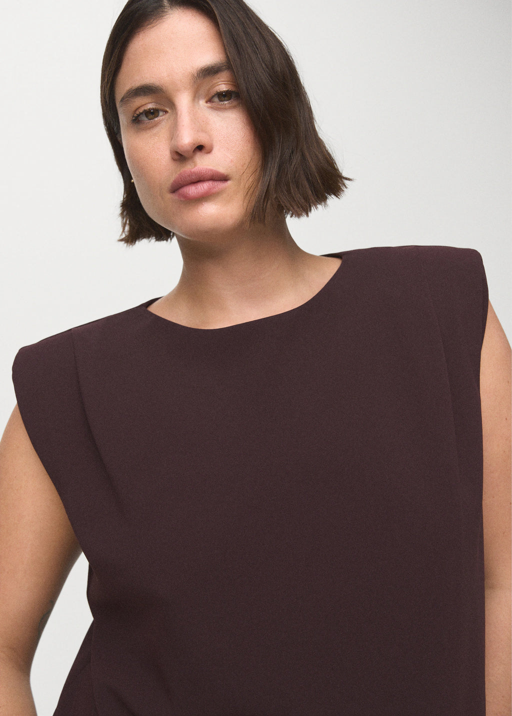 Ruched Blouse With Shoulder Pads