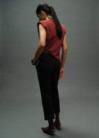 Ruched Blouse With Shoulder Pads