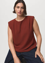 Ruched Blouse With Shoulder Pads