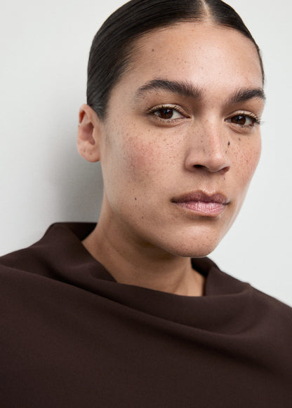 Ruched Dress With Draped Neckline