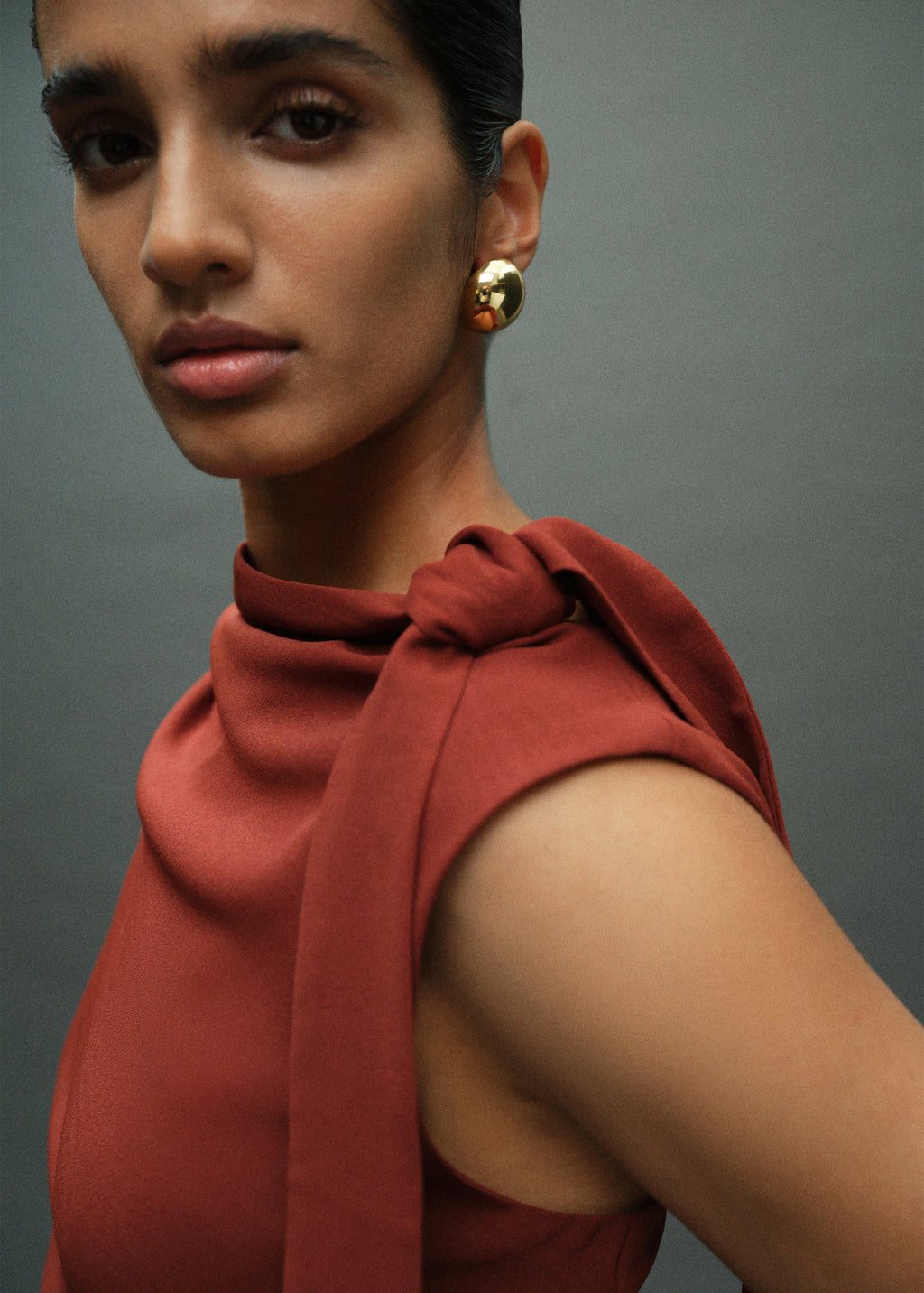 Ruched Dress With Knot Detail