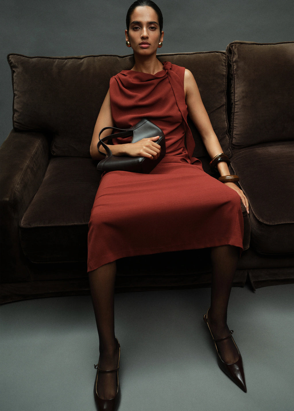 Ruched Dress With Knot Detail