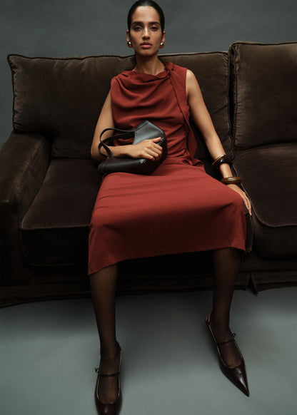 Ruched Dress With Knot Detail