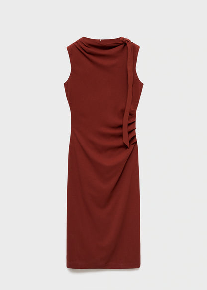 Ruched Dress With Knot Detail