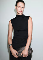 Ruched Funnel Neck Top