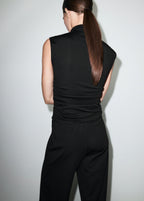 Ruched Funnel Neck Top