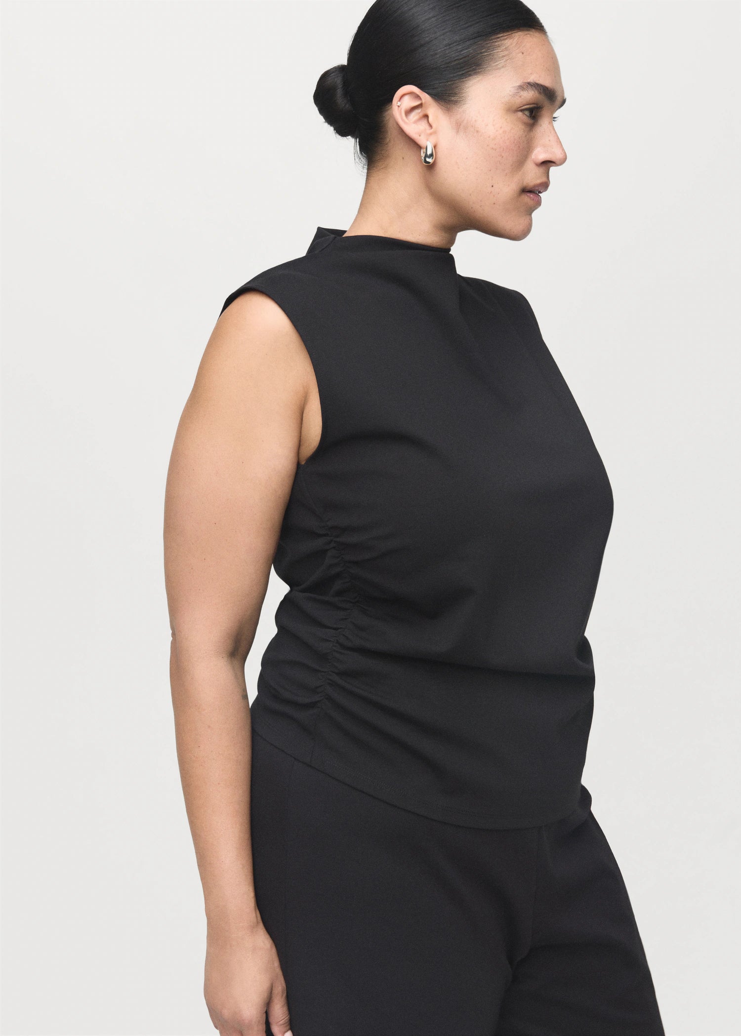 Ruched Funnel Neck Top
