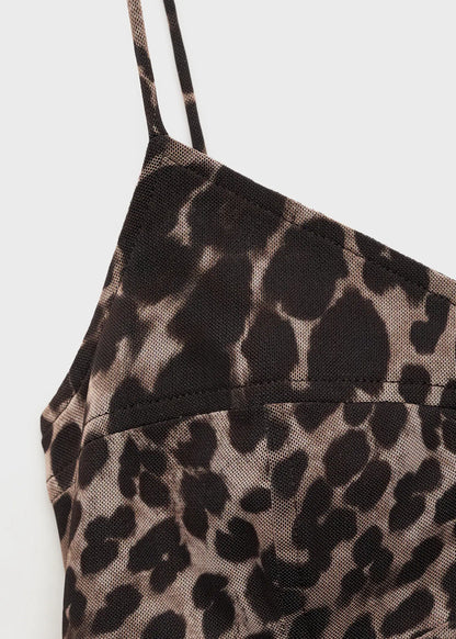 Ruched Leopard Print Midi Dress