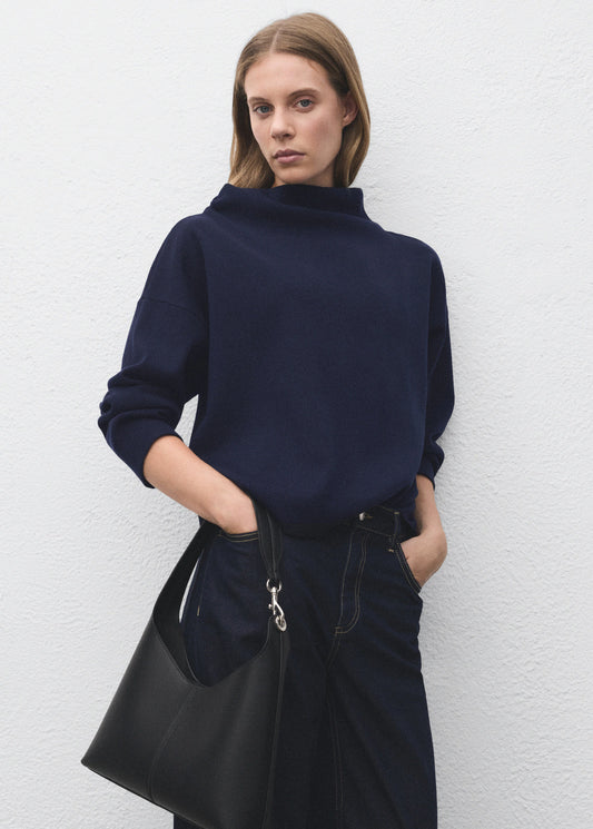 Ruched Turtleneck Sweater