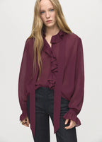 Ruffled Blouse With Scarf