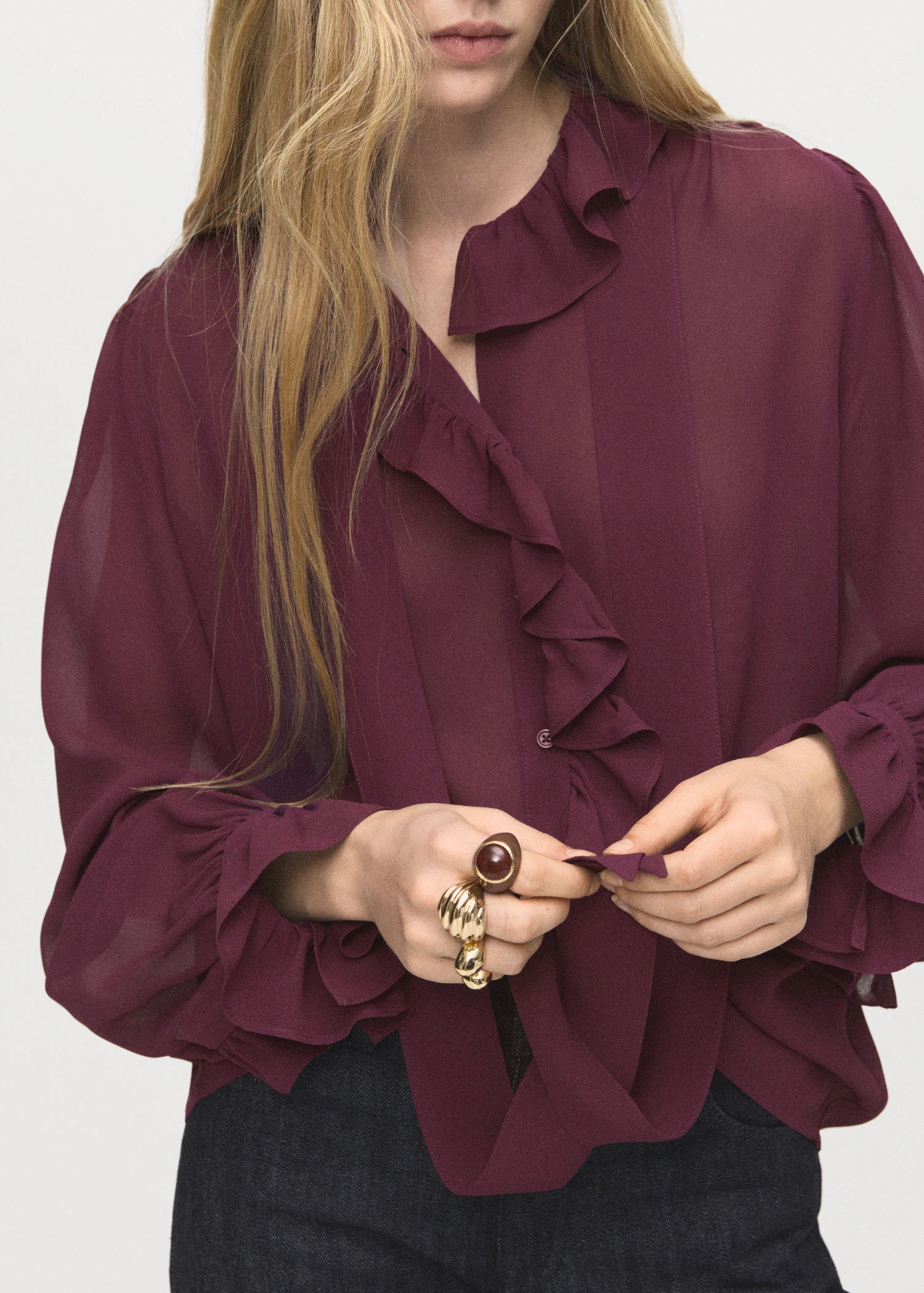 Ruffled Blouse With Scarf