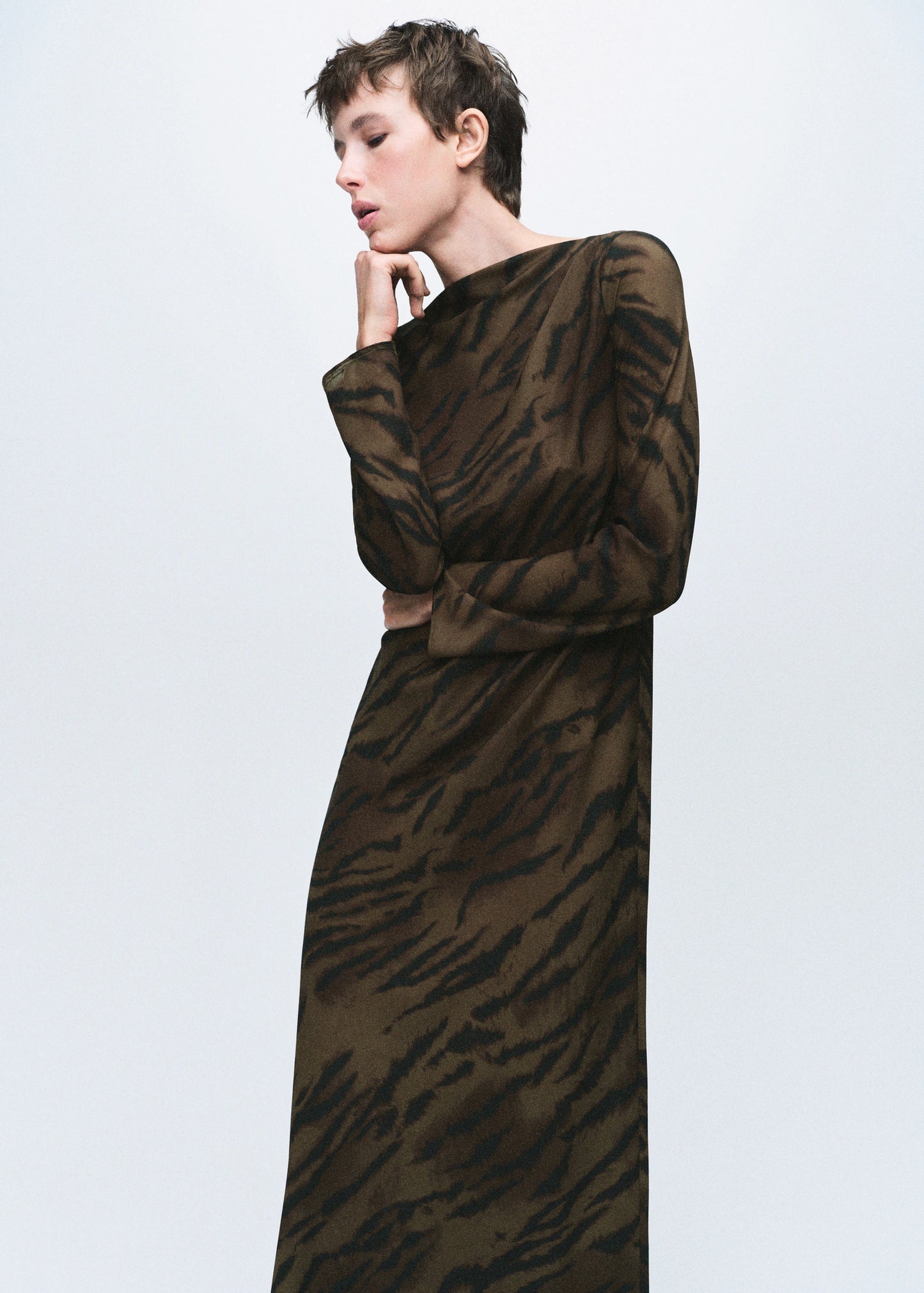 Satin Animal Print Dress
