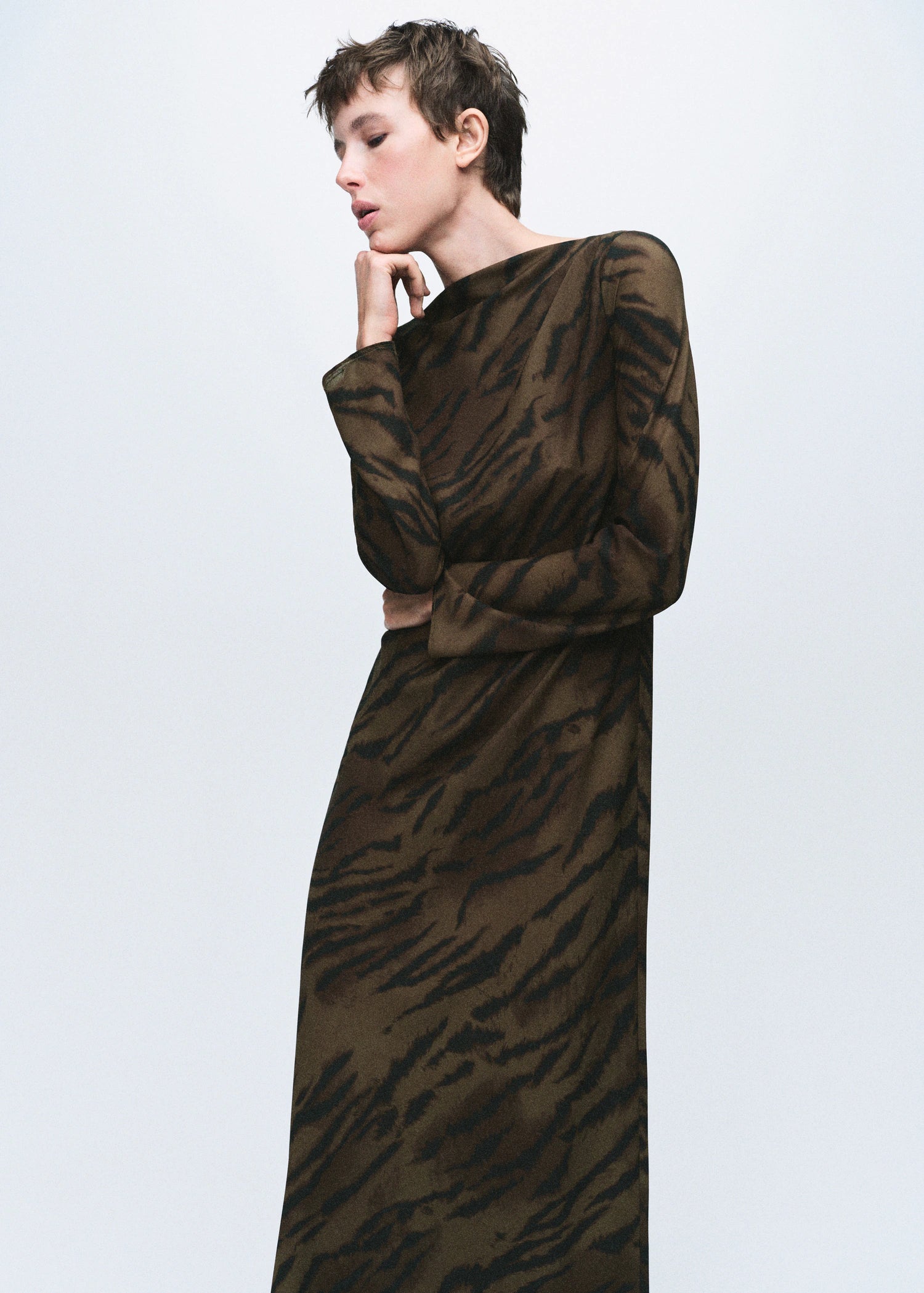 Satin Animal Print Dress