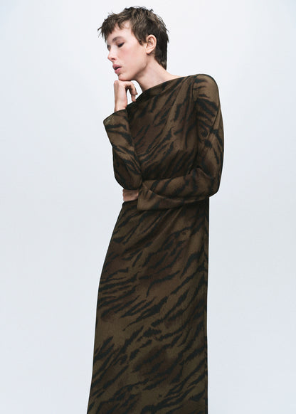 Satin Animal Print Dress