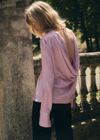 Satin Blouse With Draped Back