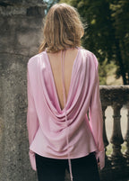 Satin Blouse With Draped Back