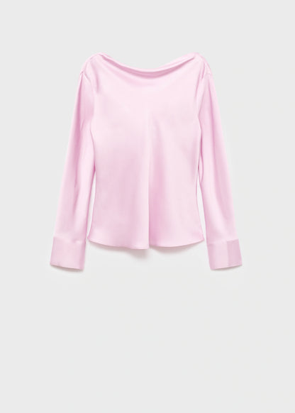 Satin Blouse With Draped Back