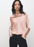 Satin Blouse With Draped Neck