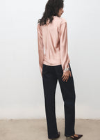 Satin Blouse With Draped Neck