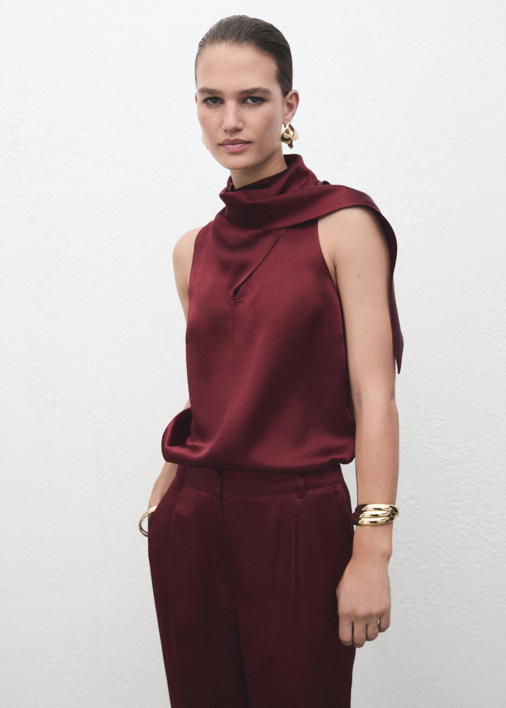 Satin Blouse With Foulard