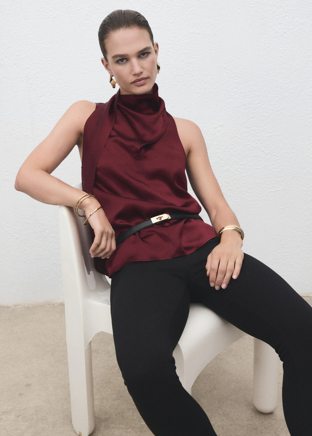 Satin Blouse With Foulard