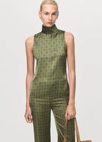 Satin Blouse With Geometric Pattern