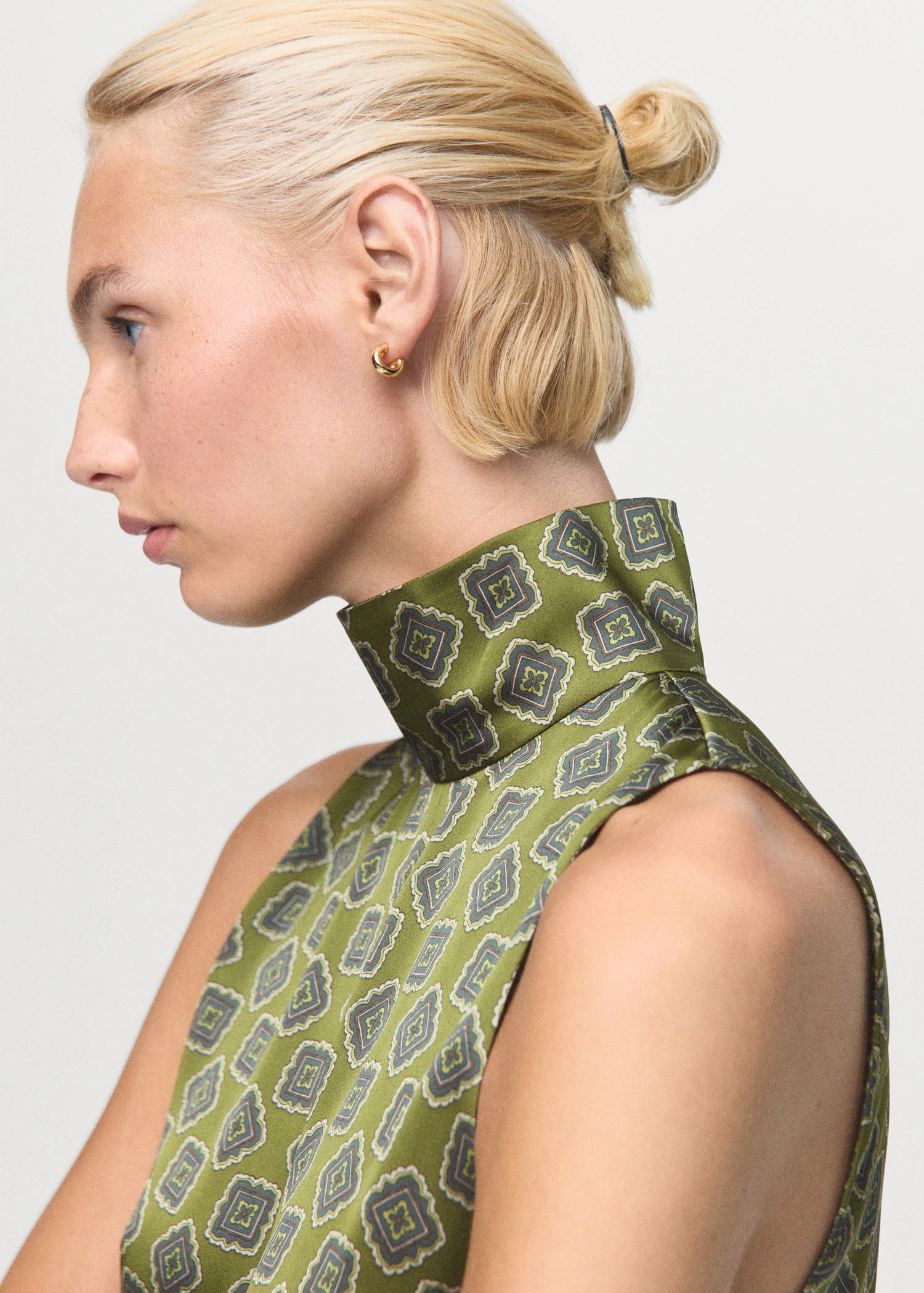 Satin Blouse With Geometric Pattern