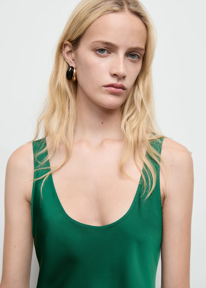 Satin Dress With A Low Cut Neckline