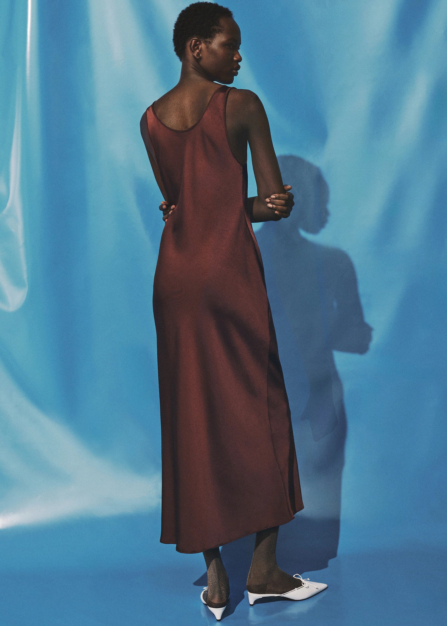 Satin Dress With Low Cut Neckline