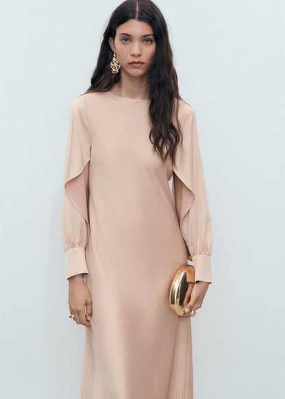 Satin Dress With Slit Sleeves