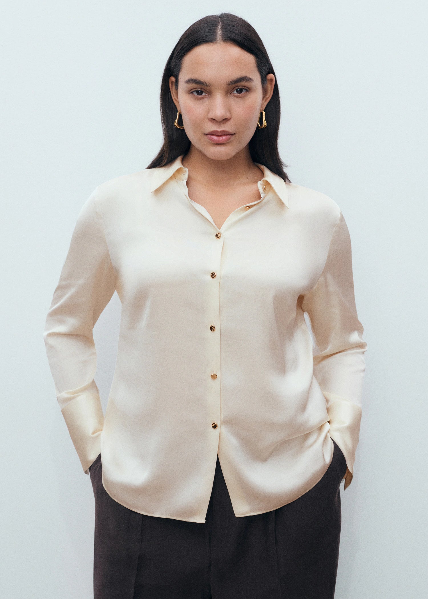 Satin Finish Flowy Shirt