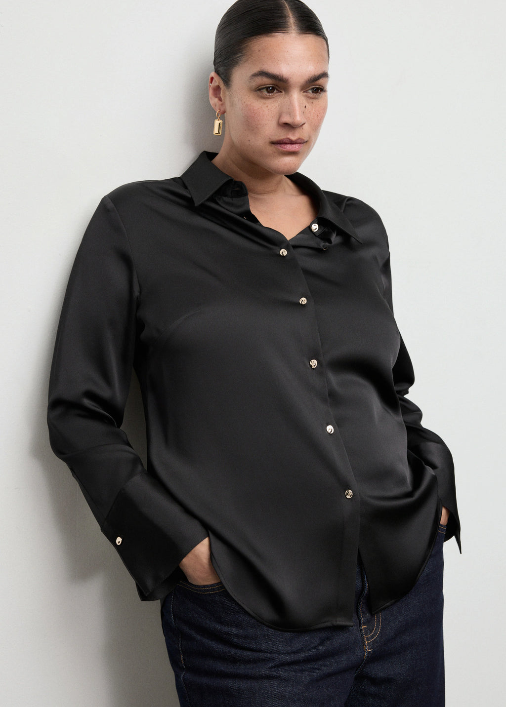 Satin Finish Flowy Shirt