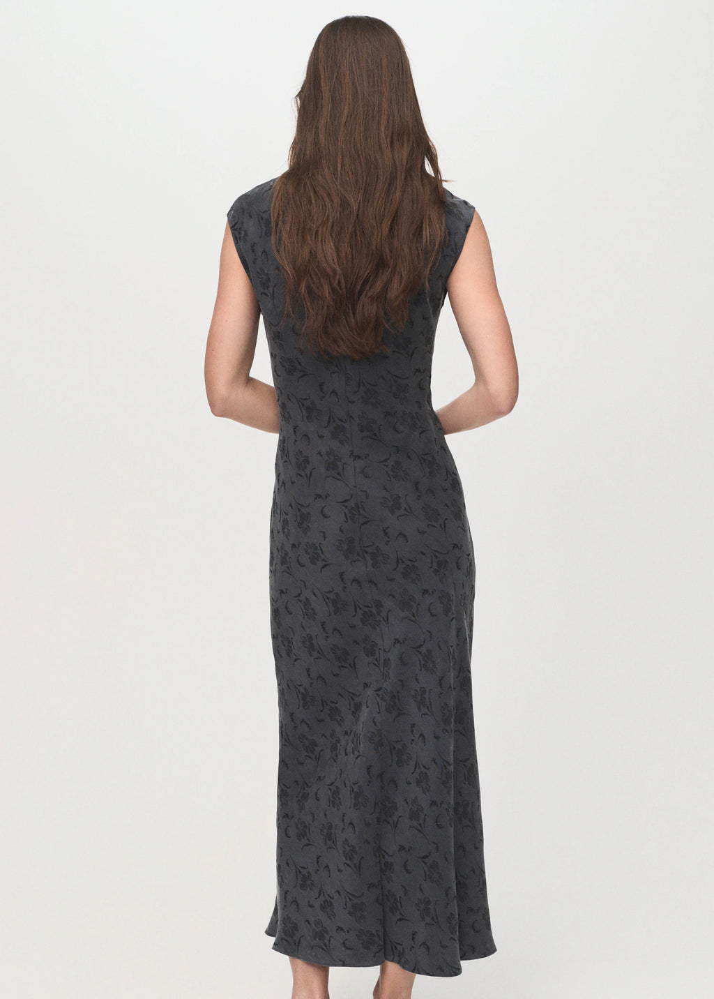 Satin Floral Jacquard Dress