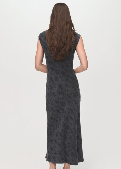 Satin Floral Jacquard Dress