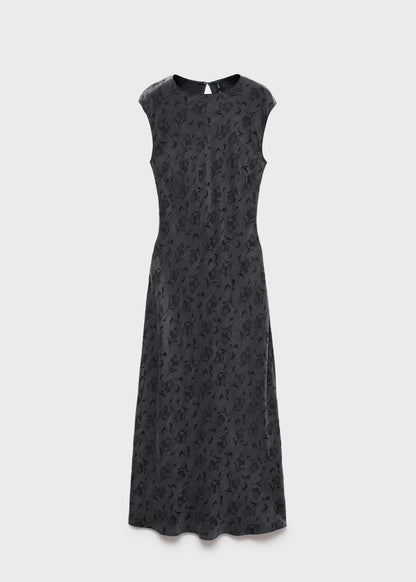 Satin Floral Jacquard Dress