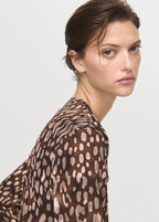 Satin Leopard Print Blouse With Bow