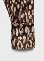 Satin Leopard Print Blouse With Bow
