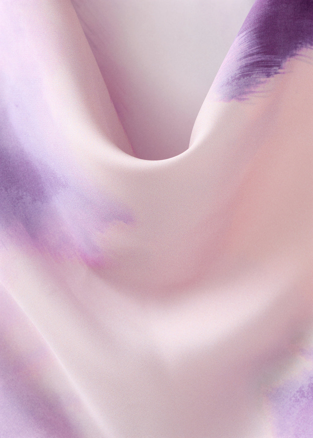 Satin Tie Dye Dress With Draped Neckline