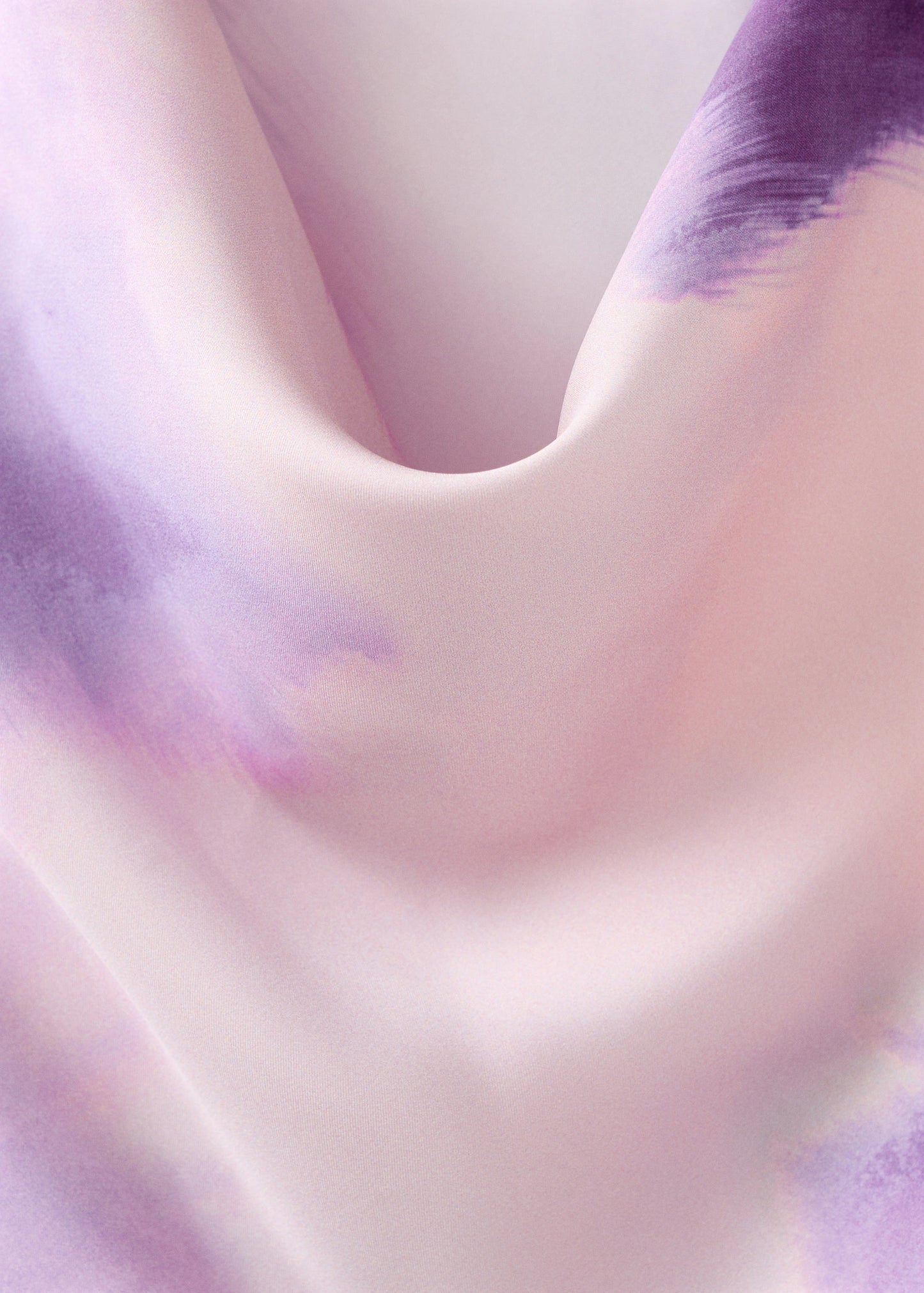 Satin Tie Dye Dress With Draped Neckline