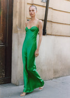 Satin Effect Dress With Corset Neckline