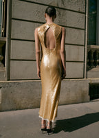 Scoop Back Sequin Dress