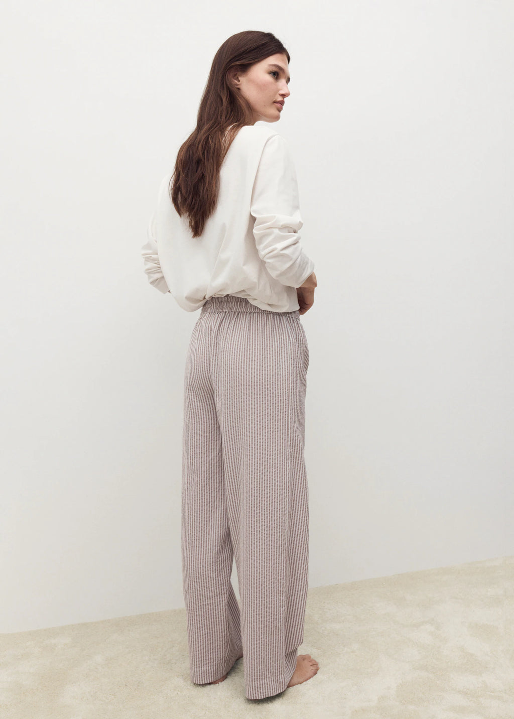 Seersucker Striped Two Piece Pyjamas