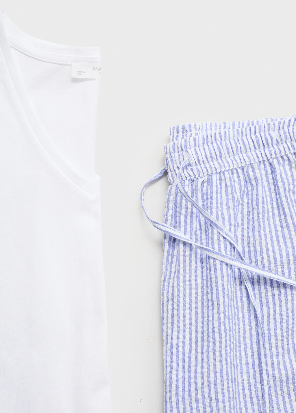 Seersucker Striped Two Piece Pyjamas