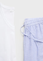 Seersucker Striped Two Piece Pyjamas