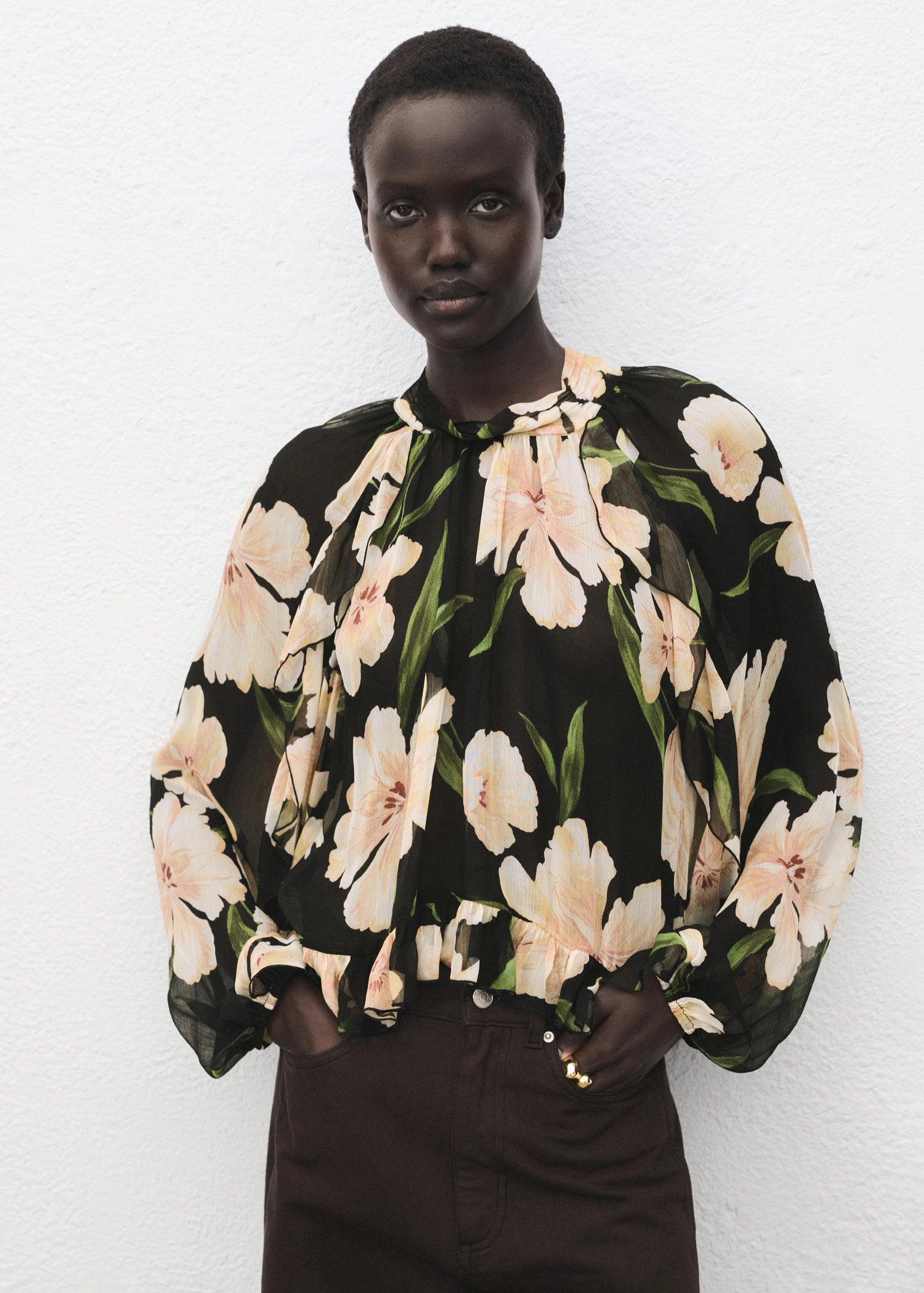 Semi Transparent Floral Blouse